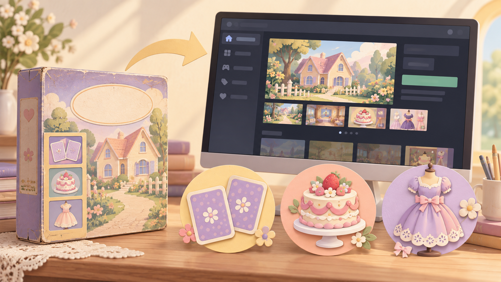 Concept illustration separating an old puzzle box from a modern digital storefront